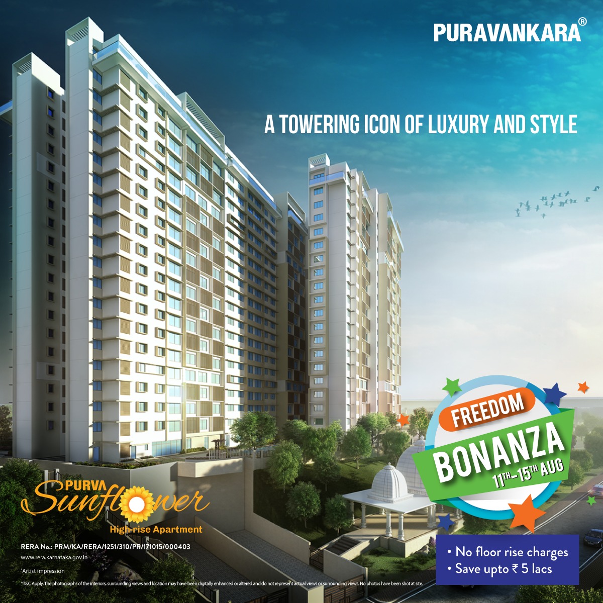 Book home during Freedom Bonanza Offer at Purva Sunflower in Bangalore Update